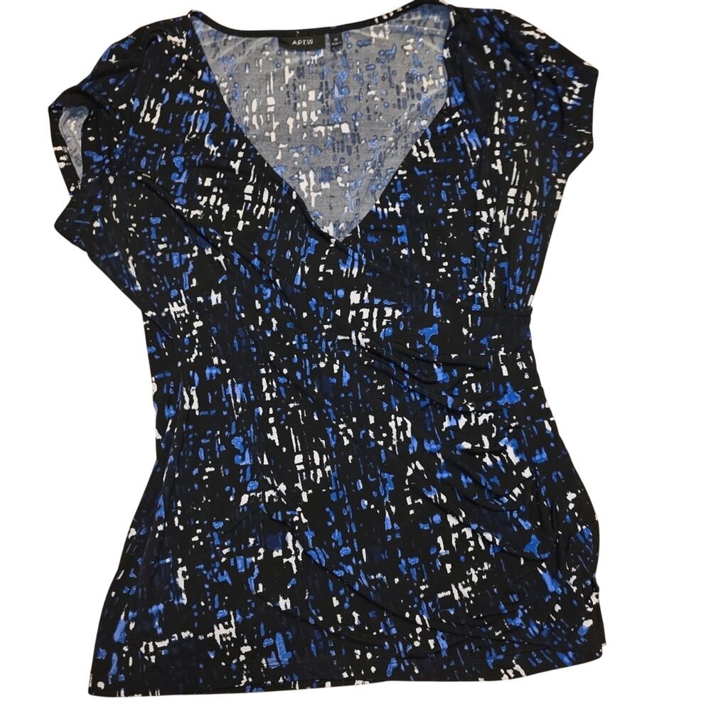 Vtg Y2K V-Neck Baby Doll Blouse Geometric Print Top Whimsy Goth Fairy Apt 9 M